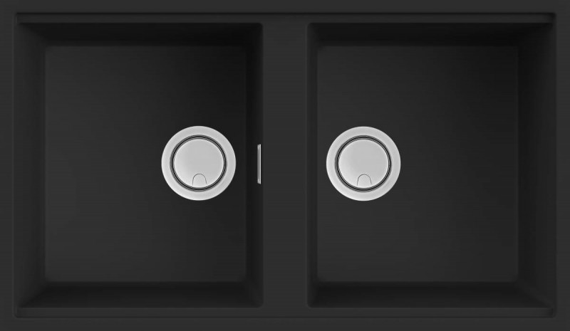 Elleci Best 450 zlewozmywak 2 komory podwieszany w blat K86 czarny KeratekPlus LKB45086BSO