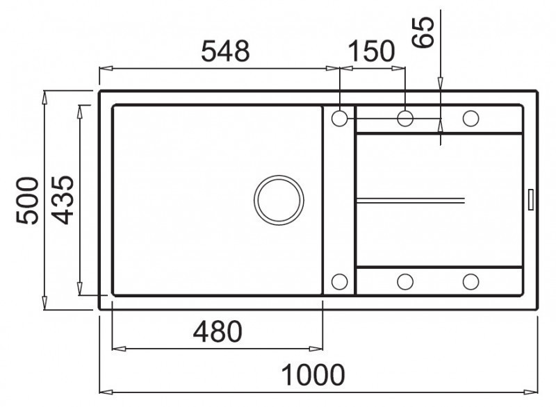 Elleci Unico 480 zlewozmywak 1 komora z ociekaczem wpuszczana w blat G43 tortora Granitek LGU48043