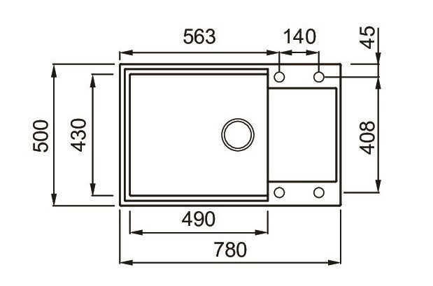Elleci Easy 310 zlewozmywak 1 komora z ociekaczem wpuszczany w blat G48 cement Granitek LGY31048