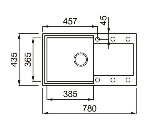 Elleci Easy 290 zlewozmywak 1 komora z ociekaczem wpuszczany w blat G40 czarny Granitek LGY29040