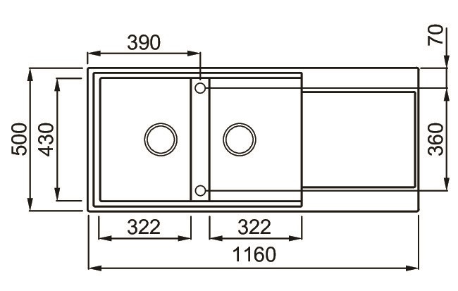 Elleci Easy 500 zlewozmywak 2 komory z ociekaczem wpuszczana w blat G68 biały Granitek LGY50068