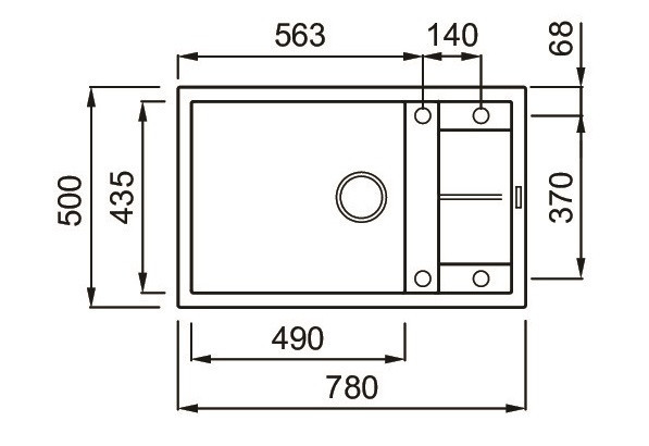 Elleci Unico 310 zlewozmywak 1 komora z ociekaczem wpuszczana w blat M70 ghisa Metaltek LMU31070