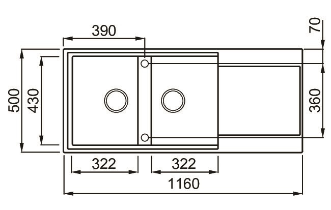 Elleci Easy 500 zlewozmywak 2 komory z ociekaczem wpuszczana w blat M70 ghisa Metaltek LMY50070