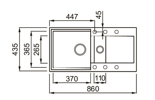 Elleci Easy 425 zlewozmywak 1,5 komory z ociekaczem wpuszczany w blat M70 ghisa Metaltek LMY42570