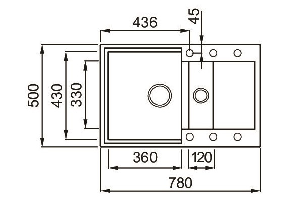 Elleci Easy 325 zlewozmywak 1,5 komory z ociekaczem wpuszczany w blat M70 ghisa Metaltek LMY32570