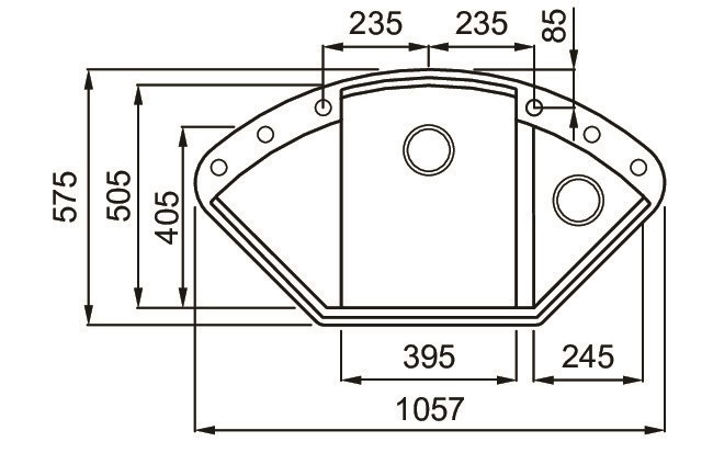 Elleci Easy Corner zlewozmywak narożny 1,5 komory z ociekaczem wpuszczany w blat M70 ghisa Metaltek LMYCOR70