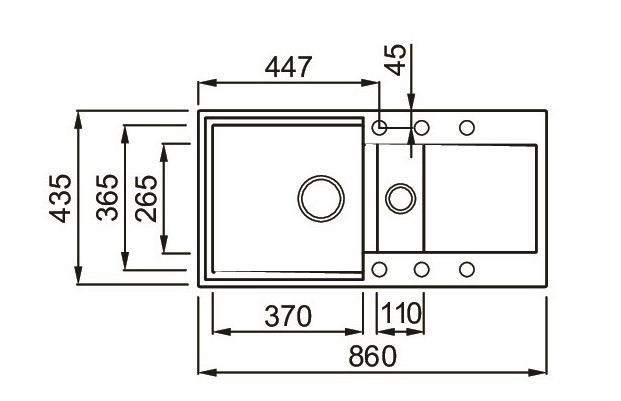 Elleci Easy 425 zlewozmywak 1,5 komory z ociekaczem wpuszczany w blat M79 aluminium Metaltek LMY42579