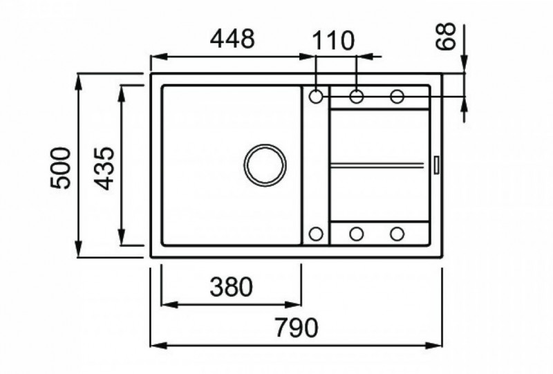 Elleci Unico 300 zlewozmywak 1 komora z ociekaczem wpuszczana w blat M79 aluminium Metaltek LMU30079