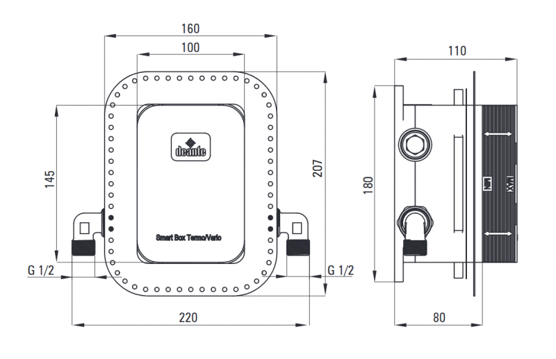 Deante BOX element podtynkowy termostatyczny z przełącznikiem natrysku BXYX44T