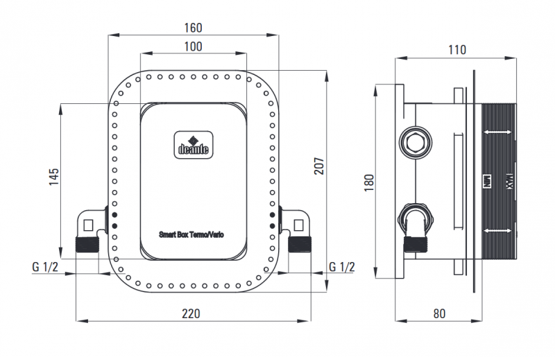 Deante BOX element podtynkowy mieszaczowy z przełącznikiem natrysku BXYX44M