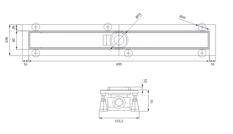 Omnires Lowfix odpływ liniowy 60 cm z pełnym rusztem czarny LOWFIX60/G/BL