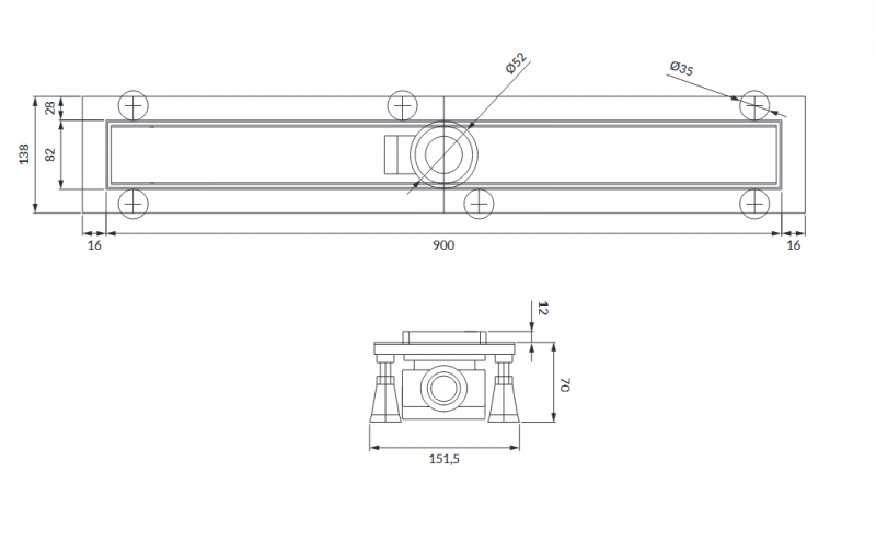 Omnires Lowfix odpływ liniowy 90 cm z rusztem do wklejenia płytek srebrny LOWFIX90/T/SL