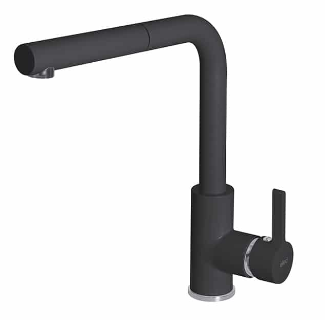 Elleci C02 bateria kuchenna zlewozmywakowa z wyciąganą wylewką Granitek G40 czarny MGKC0240
