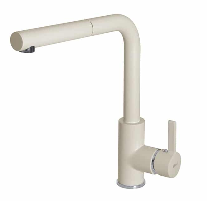 Elleci C02 bateria kuchenna zlewozmywakowa z wyciąganą wylewką Granitek G62 biały antyczny MGKC0262