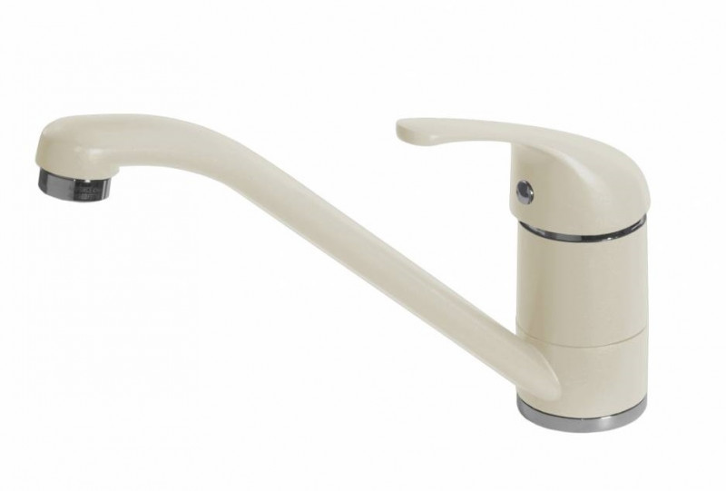 Elleci Minerva bateria kuchenna zlewozmywakowa z obrotową wylewką Granitek G62 biały antyczny MGKMIN62