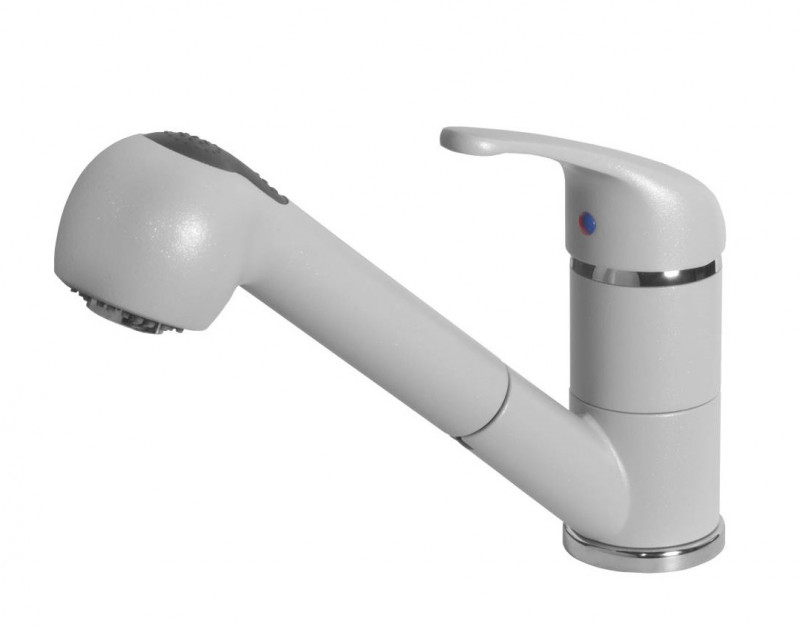 Elleci Venere bateria kuchenna zlewozmywakowa z wyciąganą wylewką Metaltek M79 aluminium MMKVEN79