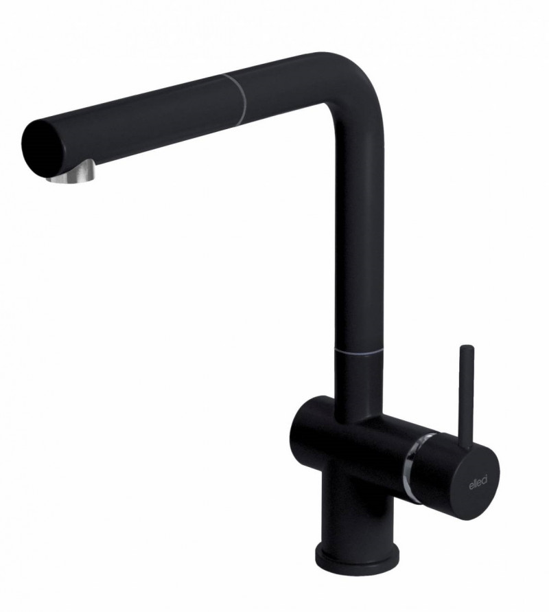 Elleci Stream Plus bateria kuchenna zlewozmywakowa z wyciąganą wylewką Keratek K86 czarny MKKSTP86