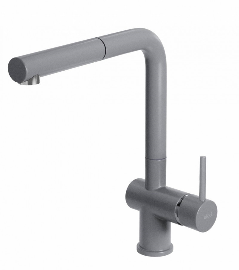 Elleci Stream Plus bateria kuchenna zlewozmywakowa z wyciąganą wylewką Granitek G48 cement MGKSTP48