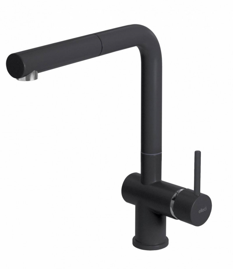 Elleci Stream Plus bateria kuchenna zlewozmywakowa z wyciąganą wylewką Granitek G40 czarny MGKSTP40