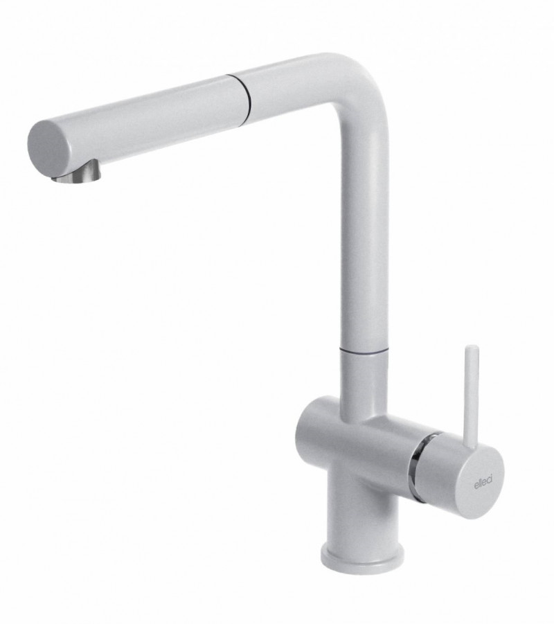 Elleci Stream Plus bateria kuchenna zlewozmywakowa z wyciąganą wylewką Granitek G68 biały MGKSTP68