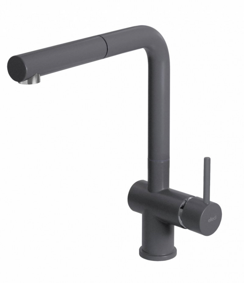 Elleci Stream Plus bateria kuchenna zlewozmywakowa z wyciąganą wylewką Keratek K99 ciemnoszary MKKSTP99