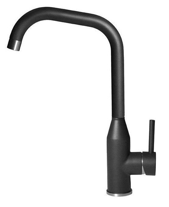 Elleci Dora bateria kuchenna zlewozmywakowa z obrotową wylewką Granitek G40 czarny MGKDOR40