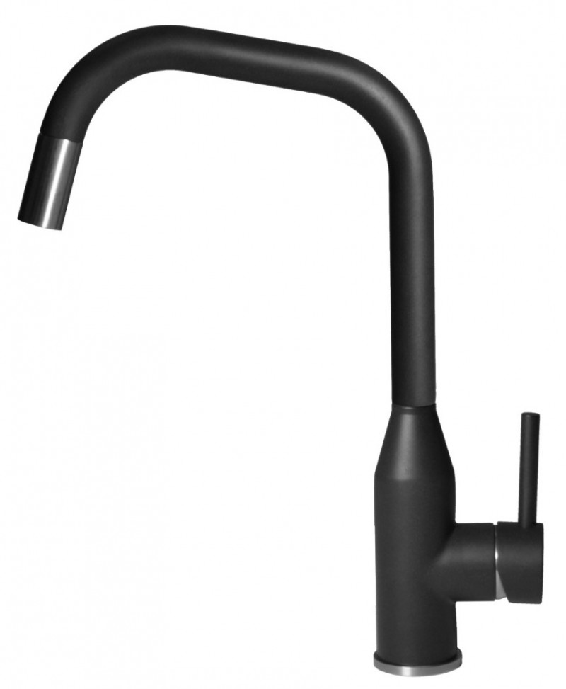 Elleci Dora Plus bateria kuchenna zlewozmywakowa z wyciąganą wylewką Keratek K86 czarny MKKDRP86