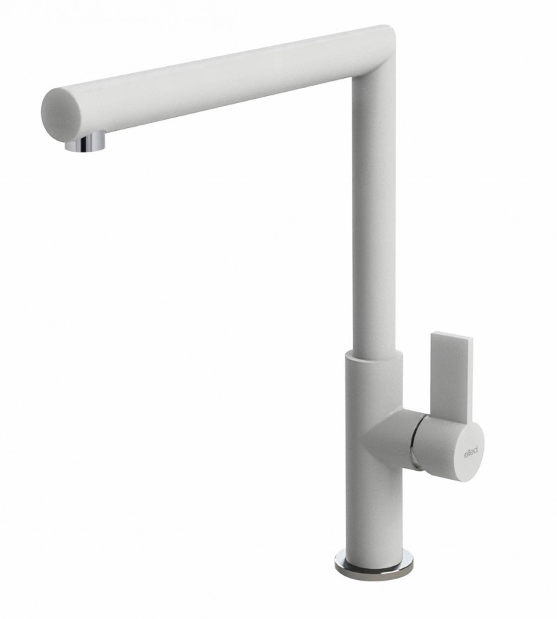 Elleci Ares bateria kuchenna zlewozmywakowa z obrotową wylewką Granitek G68 biały MGKARE68