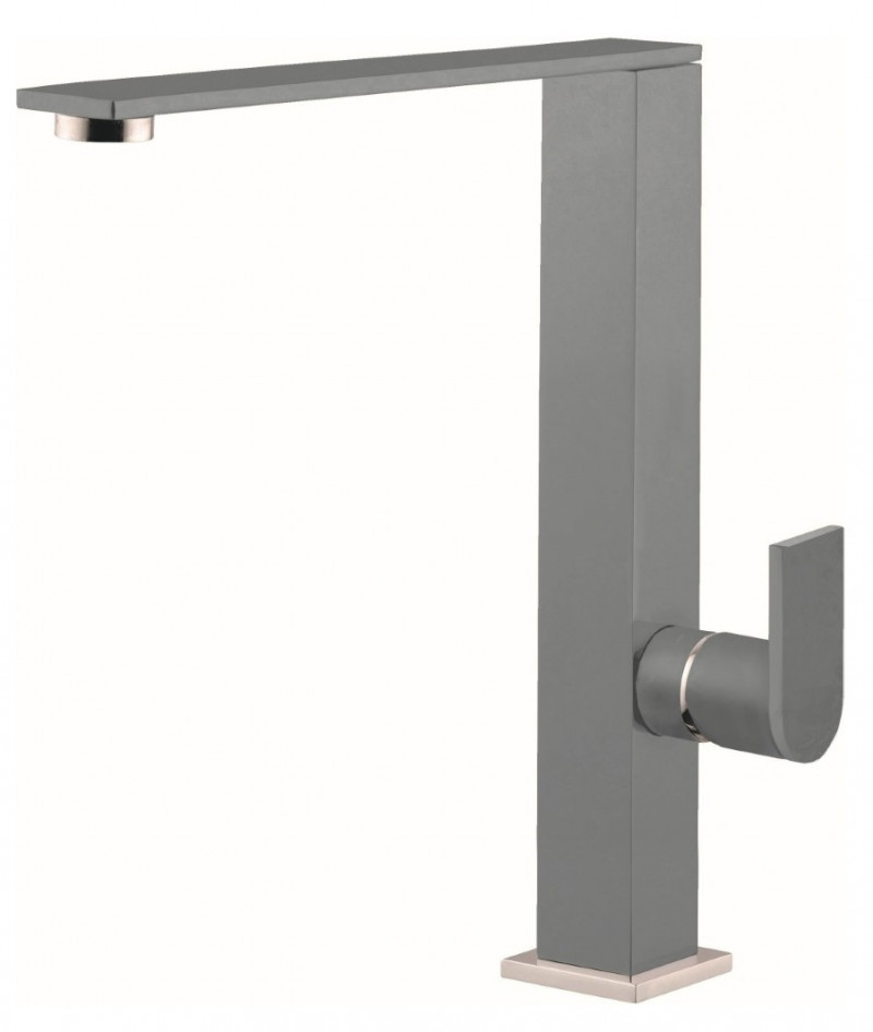 Elleci Flat bateria kuchenna zlewozmywakowa z obrotową wylewką Keratek K97 jasnoszary MKKFLA97