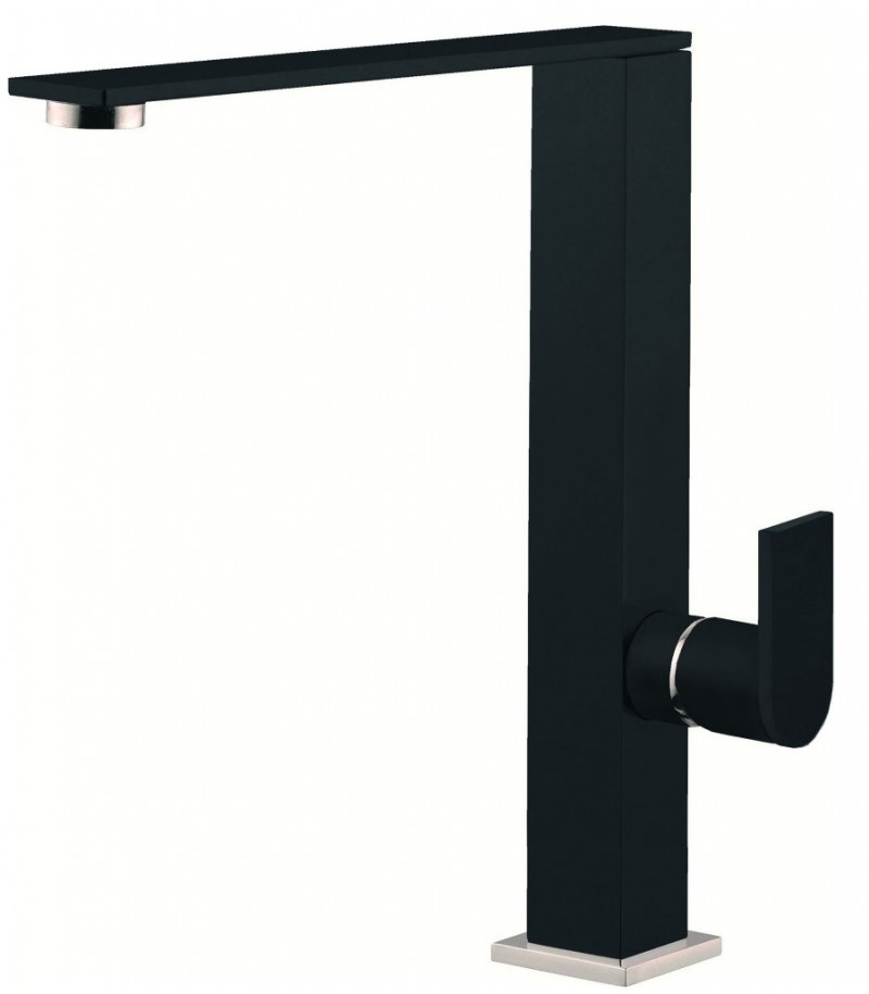 Elleci Flat bateria kuchenna zlewozmywakowa z obrotową wylewką Keratek K86 czarny MKKFLA86