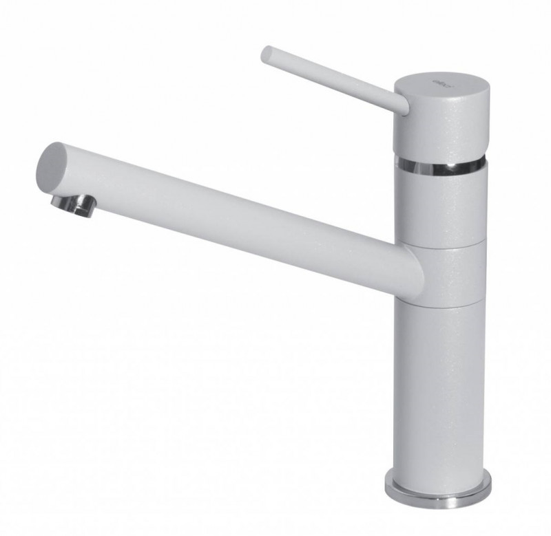 Elleci Sava bateria kuchenna zlewozmywakowa z obrotową wylewką Granitek G68 biały MGKSAV68