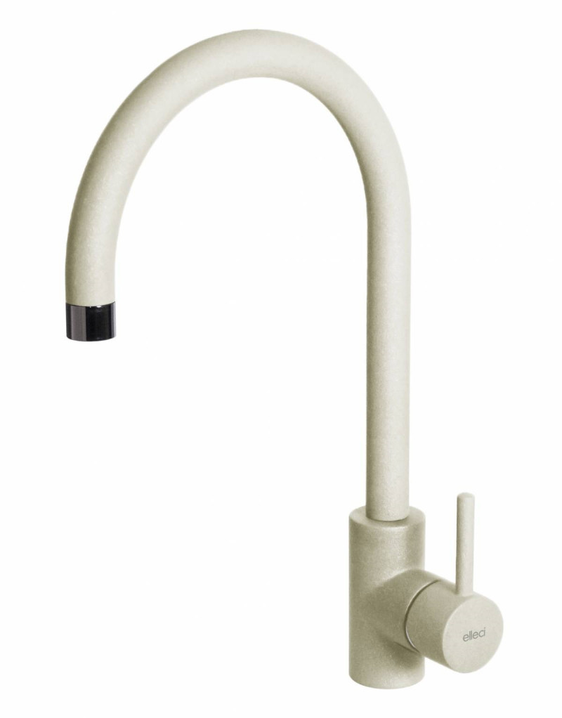 Elleci Cloud bateria kuchenna zlewozmywakowa z obrotową wylewką Granitek G62 biały antyczny MGKCLO62