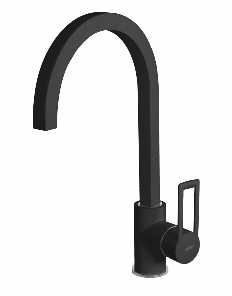 Elleci Bridge bateria kuchenna zlewozmywakowa z obrotową wylewką Granitek G40 czarny MGKBRI40