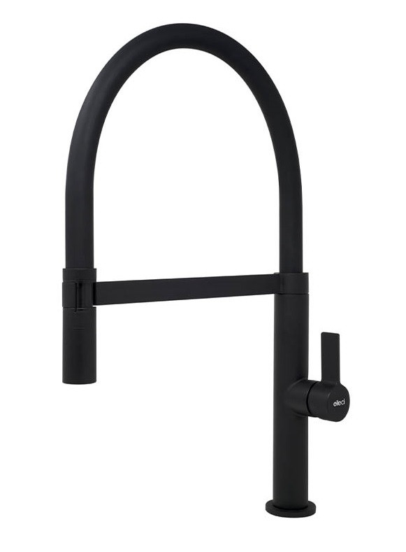 Elleci Wave bateria kuchenna zlewozmywakowa z obrotową wylewką Keratek czarny MOKWAVBK