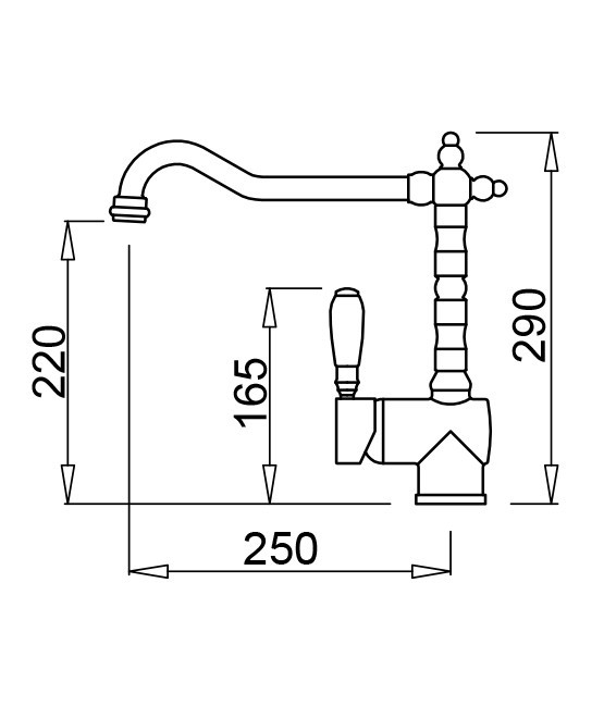 Elleci Rio bateria kuchenna retro z obrotową wylewką mosiądz MIKRIOOT