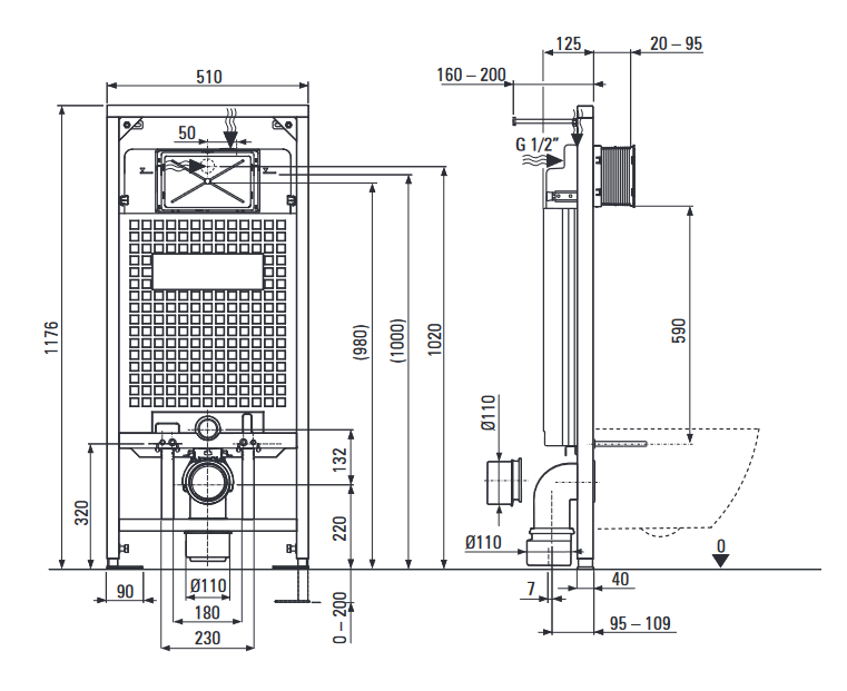 Deante stelaż podtynkowy do misek WC CSTWC01