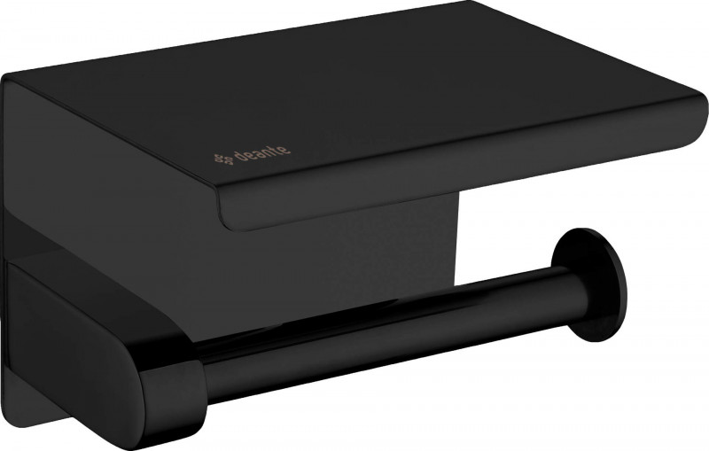 Deante Round uchwyt na papier toaletowy z półką czarny matowy ADRN221