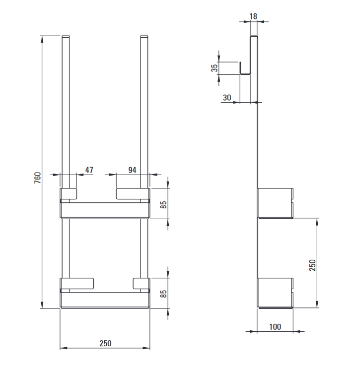 Deante Mokko Bianco półka wieszana na kabinę typu C biały ADMA54K