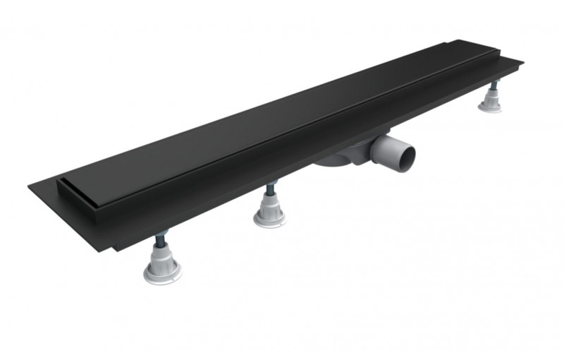 Omnires Lowfix odpływ liniowy 80 cm z pełnym rusztem czarny LOWFIX80/G/BL