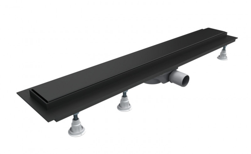 Omnires Lowfix odpływ liniowy 70 cm z pełnym rusztem czarny LOWFIX70/G/BL