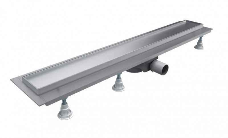 Omnires Lowfix odpływ liniowy 90 cm z rusztem do wklejenia płytek srebrny LOWFIX90/T/SL