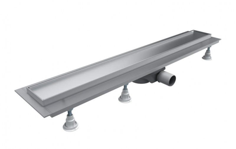 Omnires Lowfix odpływ liniowy 80 cm z rusztem do wklejenia płytek srebrny LOWFIX80/T/SL
