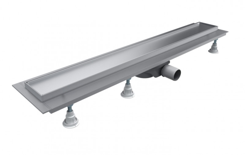 Omnires Lowfix odpływ liniowy 60 cm z rusztem do wklejenia płytek srebrny LOWFIX60/T/SL