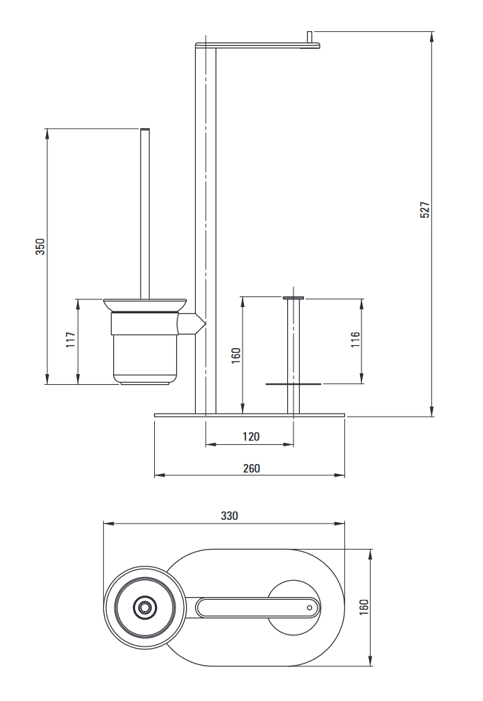 Deante Round Stojak na papier ze szczotką WC chrom połysk ADR0732