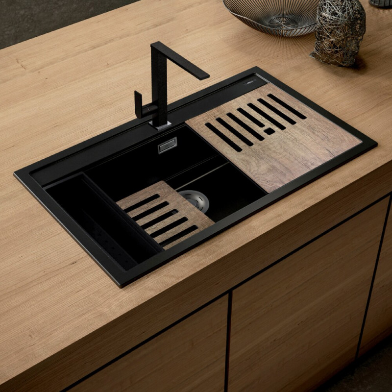 Elleci Best 360 zlewozmywak 1 komora wpuszczana w blat K86 czarny KeratekPlus LKB36086