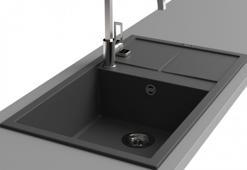 Elleci Unico 125  zlewozmywak 1 komora z ociekaczem wpuszczana w blat G43 tortora Granitek LGU12543