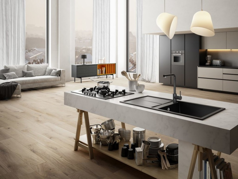 Elleci Unico 480 zlewozmywak 1 komora z ociekaczem wpuszczana w blat G62 biały antyczny Granitek LGU48062