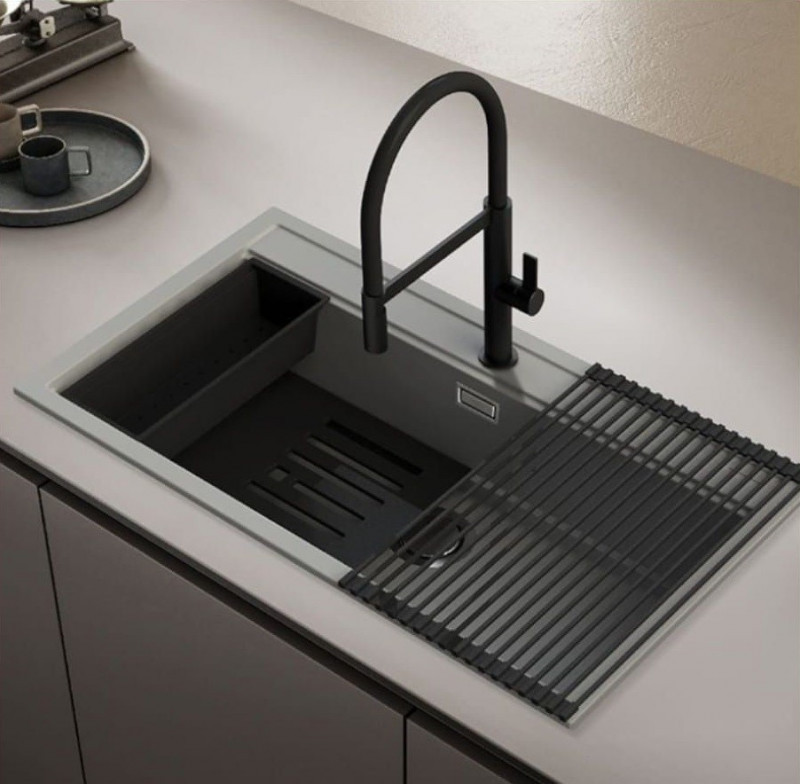 Elleci Best 360 zlewozmywak 1 komora wpuszczana w blat K97 jasnoszary KeratekPlus LKB36097