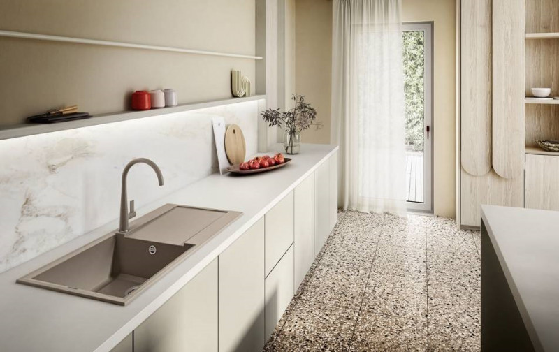 Elleci Easy 480 zlewozmywak 1 komora z ociekaczem wpuszczany w blat G48 cement Granitek LGY48048