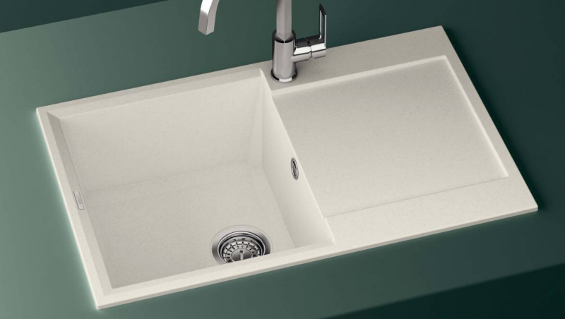 Elleci Easy 135 zlewozmywak 1 komora z ociekaczem wpuszczany w blat G68 biały Granitek LGY13568